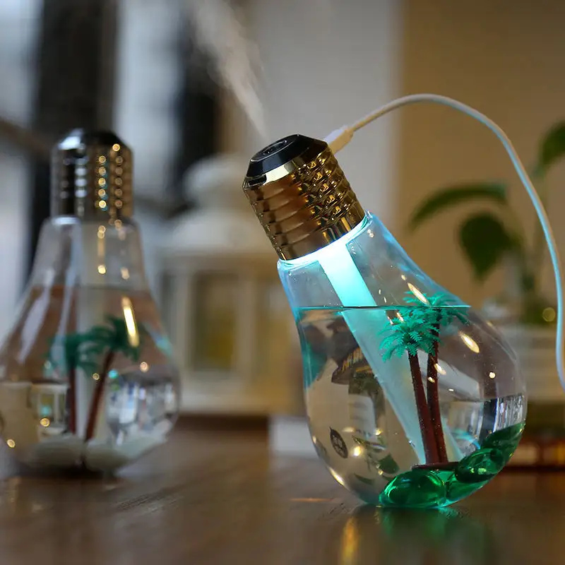 Mini ampoule humidificateur diffuseur humidificateur d'air huile essentielle pour diffuseur de parfum à la maison désodorisant avec veilleuse de couleur