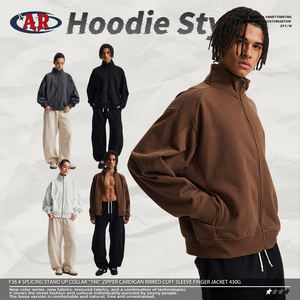 Camiseta Deportiva <span class=keywords><strong>de</strong></span> <span class=keywords><strong>Cuello</strong></span> Redondo y Ajuste Delgado <span class=keywords><strong>de</strong></span> 430g con Cierre <span class=keywords><strong>de</strong></span> Cremallera y <span class=keywords><strong>Cuello</strong></span> Alto, Puños Acanalados, Estilo Cardigan, ODM/OEM - Product Image 3