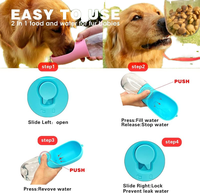 Bouteille d'eau portable pour chien de 300 ml en plastique, vente chaude 2024, vente en gros d'usine pour la marche en extérieur, gamelles et mangeoires pour animaux de compagnie
