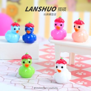 Lanshuo Mini Pumpkin Duck Figurine Plastic Resin Dollhouse Accessory For Kids Toy Model 2-4 Years Unisex - Product Image 3
