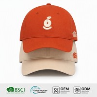 Gorra de Béisbol Bordada en 3D con Logotipo Personalizado al por Mayor, Gorra de Algodón Naranja Estilo Dad Hat de 6 Paneles con Visera Curva y Cierre a Presión, Alta Calidad de Fábrica