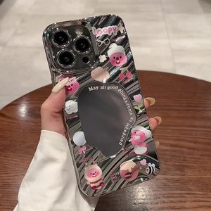 Carino Beaver <span class=keywords><strong>iPhone</strong></span> 16 Wave <span class=keywords><strong>specchio</strong></span> custodia adatta per telefono <span class=keywords><strong>11</strong></span> placcato 14TPU All-Inclusive <span class=keywords><strong>Cover</strong></span> protettiva - Product Image 1