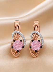 925 Sterling Silver Rose Gold Plated Morganite Pink CZ Hoop <b>Earrings</b> with Cubic Zirconia <b>Infinity</b> Design for Women Handmade - Product Image 2