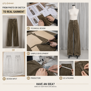 <span class=keywords><strong>Pantaloni</strong></span> Larghi da Donna <span class=keywords><strong>Marroni</strong></span> con Effetto Costina, Vita Alta, Cerniera Frontale, Casual per Uso Quotidiano, Personalizzabili OEM, Produttore all'Ingrosso - Product Image 5