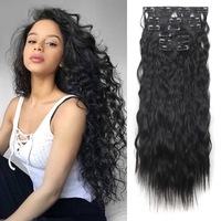 Extensions de cheveux bouclés à clipser en fibre protéinée, lot de 4 postiches ondulés de différentes longueurs pour toutes les filles
