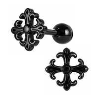 Luxe 316L roestvrijstalen Fleur-de-lis kruis oorhangers, waterdicht, verkleuringsvrij, vintage gothic piercing sieraden voor unisex
