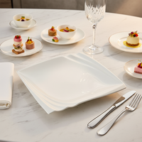 Assiette carrée plate en porcelaine blanche de qualité supérieure, assiettes carrées classiques pour dîner, plats de restaurant, vaisselle en céramique pour hôtel