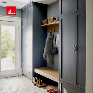 Alland Luxe Boerderij E0 Milieuvriendelijke Houten Groene Meubelen Keukenkast Met Gouden Kraan <span class=keywords><strong>Tool</strong></span> Hanger Gecanneleerd Paneel Eiland - Product Image 6