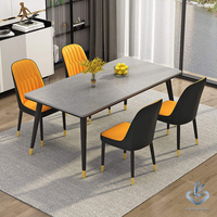 Fauteuils de salle à manger modernes de luxe en métal doré et cuir rembourré pour café, en vente