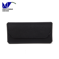 Étui à lunettes classique de couleur unie résistant à la pression et à l'abrasion, pochette portable en PU imperméable avec fermeture à pression