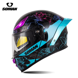 SOMAN ABS オートバイダブルレンズ露出型ヘルメット 男女兼用 四季対応 保温 DOT 3C認証 F2 - Product Image 4