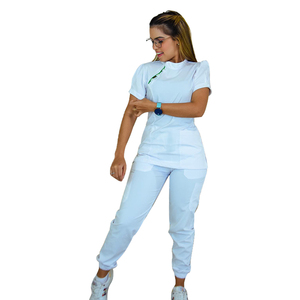 Uniforme médico elástico recoger cintura uniformes moda Hospital ropa polvo antibacteriano médico Scrub traje - Product Image 3
