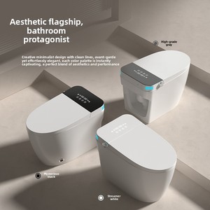 One Piece Black Intelligent Toilet CE Certified Self-Cleaning Nozzle Remote Control Heated Seat Night Light Bidet <b>Wash</b> Smart 703 - Product Image 2