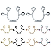 Ventes chaudes Anneau en fer à cheval en acier inoxydable 14G Nouveau design Acier inoxydable chirurgical 316 Anneaux de tétons réglables sans perçage