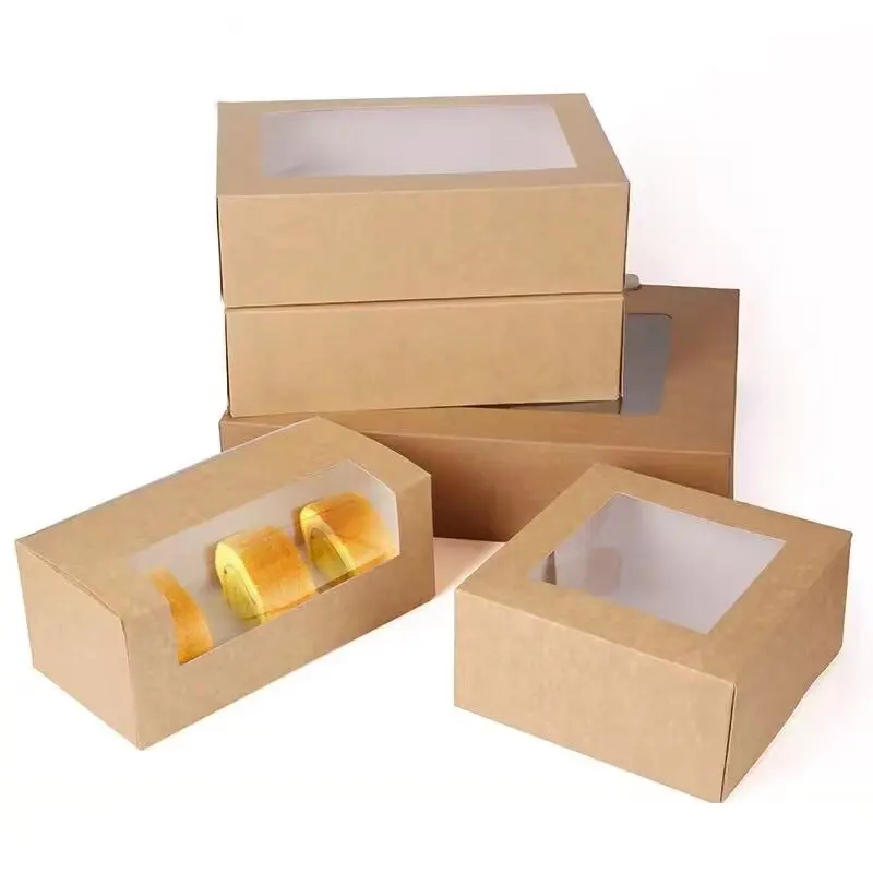 take away customized donut box with open window disposable food cake paper box