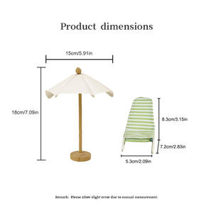 Mini parasol parapluie synthétique rotin canapé chaise longue ensemble 1:12 modèle Miniature <span class=keywords><strong>Maileg</strong></span> Style <span class=keywords><strong>plage</strong></span> vacances scène ensemble - Product Image 2