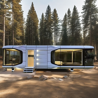 Capsule spatiale préfabriquée avec murs en verre panoramiques pour projets de villégiature dans le désert et de retraite pour l'observation des étoiles