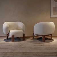 Fauteuil simple en tissu bouclé beige de style nordique contemporain pour la maison, le bureau ou l'appartement – Chaise de loisirs durable