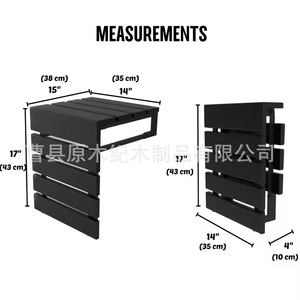 Wooden Shower <b>Stool</b> Wall Mounted Foldable Black Teak Wood Solid <b>Bathroom</b> Seat For Home Use Large Square Type - Product Image 5