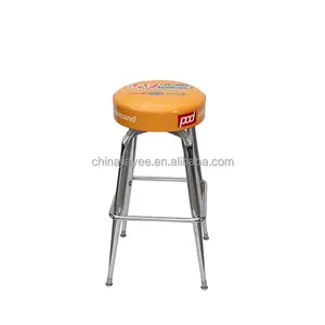 Swivel Bar Stool Padded Seat With Backrest Chrome/power Coating Plated Legs Leather Garage Shop Stool