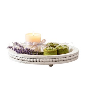 Retro round <b>dinner</b> <b>tray</b>, scented candle <b>tray</b>, wooden bead <b>tray</b>, storage rack, home decor, dessert <b>tray</b> - Product Image 5