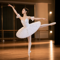 Tutu de ballet professionnel classique pour adulte, sans manches, en polyester, blanc, style Lago des cygnes, tutu plat, robe de danse pour ballerine, costume de fête