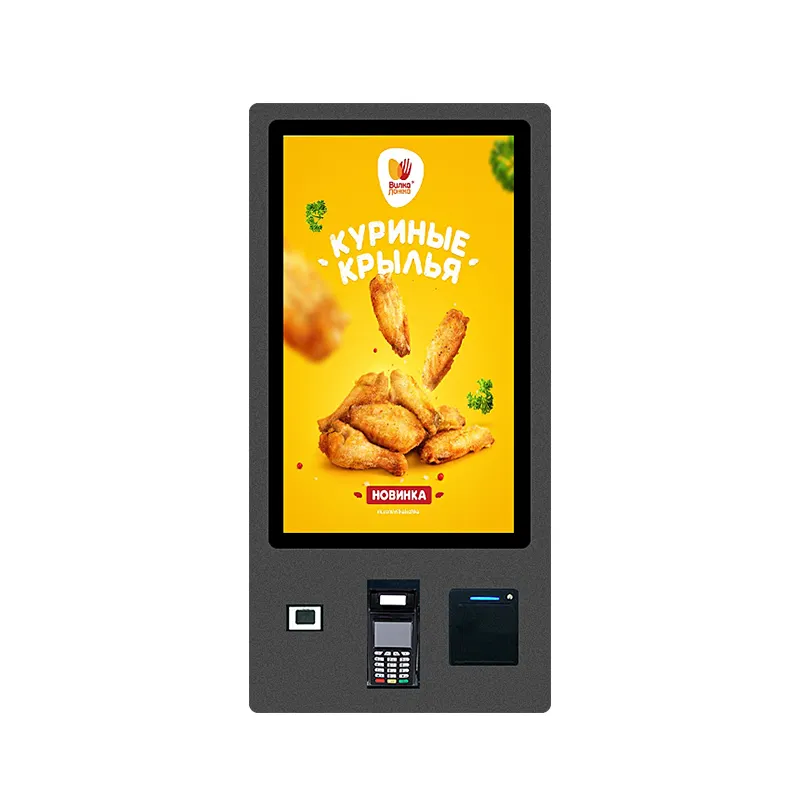 2022 Stock Models 32 inch self service ordering payment terminal kiosk wall mount with printer scanner for catering