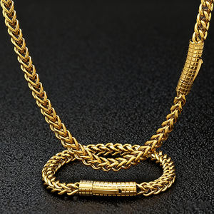 सोने की प्लेटेड स्टेनलेस स्टील चेन हार 6 मिमी हिप-हॉप क्यूबन स्टेनलेस स्टील हार - Product Image 1