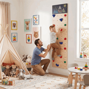 Muro de Escalada Plegable de Madera de Alta Calidad, Gimnasio Interior, Área de Juegos, Muebles Infantiles con Pizarra para Dibujar - Product Image 6
