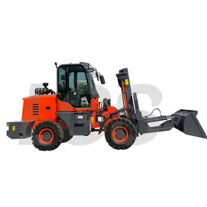 Mafsallı forklift engebeli arazi 2.5t 3t 3.5t 4wd bozuk arazi forklifti devrilme kovası ile