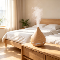 Diffuseur d'huiles essentielles ultrasonique d'intérieur, texture bois, veilleuse LED, humidificateur parfumé pour usage résidentiel