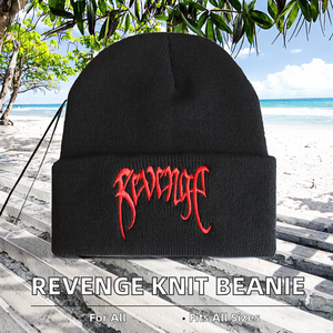 Bonnet ajustable en laine mélangée brodé pour homme et femme, style urbain, chaud pour l'hiver, adapté à la plage, lettres « Revenge » BoHang - Product Image 2