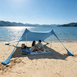 Beach Canopy Lycra Sun Shade 160x200x150cm Portable Outdoor <b>Tent</b> Single Rectangle Aluminum <b>Pole</b> Quick Setup - Product Image 1