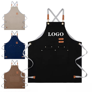 Delantal de Cocina con Tirantes Cruzados y Logotipo Personalizado, 3 Bolsillos, Lona de Algodón, Uniforme Moderno y Sostenible para Restaurante, Bar o Cafetería - Product Image 1