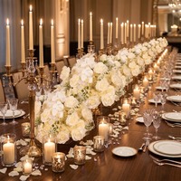 Rangée de fleurs artificielles en soie blanche et boule de fleurs pour centre de table de mariage, arrangement floral pour allée et décoration de toile de fond d'événement