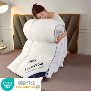 Hotel algodón acolchado verano invierno edredón Hilton algodón edredón relleno personalizado poliéster pluma ganso edredón con bolsa - Product Image 1