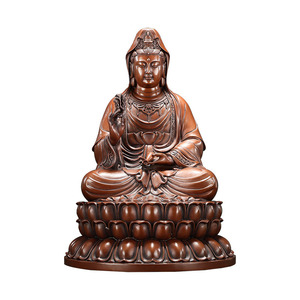 Statues de Bouddha Guanyin assises en cuivre, 3 pièces, décoration de table pour usage domestique en intérieur - Product Image 4
