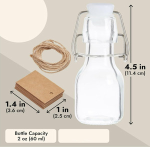 Mini pequeña botella de vidrio superior oscilante de <span class=keywords><strong>aceite</strong></span> de <span class=keywords><strong>oliva</strong></span> de jugo de leche transparente de 2oz con tapones - Product Image 5