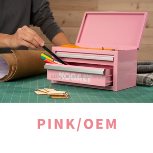 Hộp đựng đồ mini để bàn bằng thép màu hồng có 2 ngăn kéo, kích thước 10.83 inch (Rộng) x 5.91 inch (Cao) x 5.91 inch (Sâu) - Bán buôn - Product Image 4