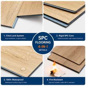 Plinthe en vinyle imperméable de 7 mm, revêtement de sol SPC, grain de bois, système de clic, écologique, pour salon - Product Image 3