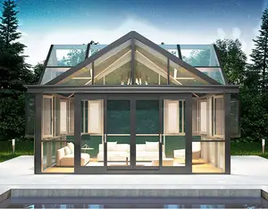 铝金属框架冬季花园三角甲板后院卡萨阳光房玻璃棚屋室外温室阳光房