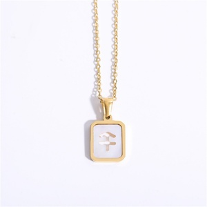 Collar de Acero Inoxidable con Baño de Oro PVD de 18k, Diseño de Cadena de Eslabones y Concha Hueca con Signo Zodiacal, Ideal para Bodas y Fiestas - ¡Venta Caliente! - Product Image 3