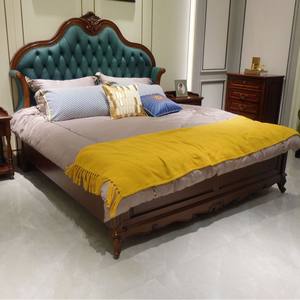 Lit double de style américain vintage de 1,8 m, en bois massif de palissandre sculpté, dossier souple, style français traditionnel, mi-siècle, européen américain - Product Image 6