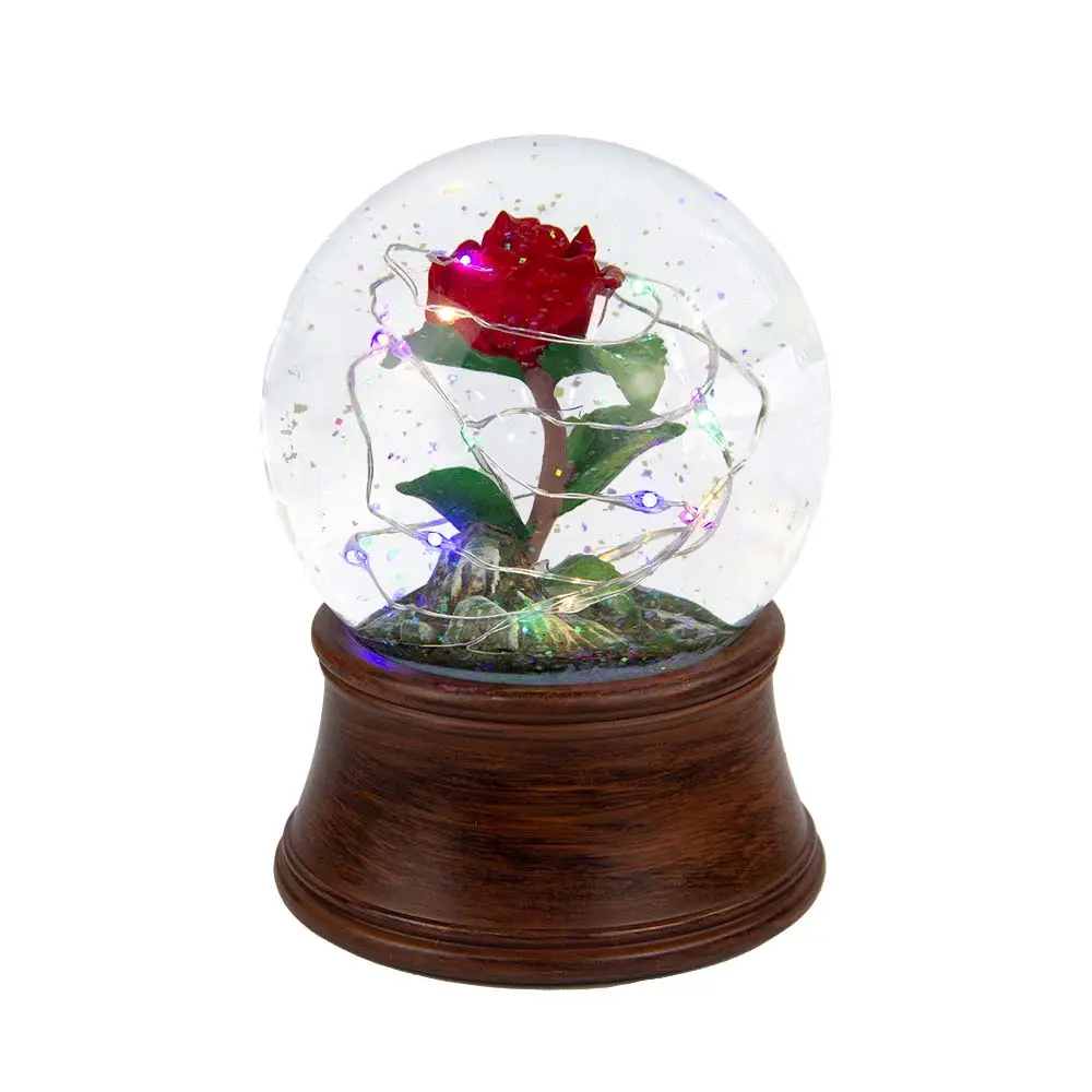 100 mm la Saint-Valentin ibu Femmes hadiah d'anniversary Souvenir Resin Rose Musique bola salju/Dunia salju/Cinta