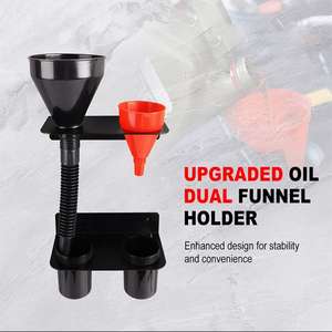Support mural double pour entonnoirs, kit d'organisation pour entonnoirs de vidange de liquides avec support de rangement détachable pour gobelets à huile - Product Image 3