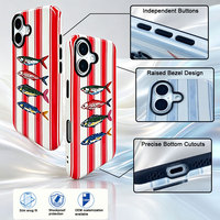 Nouveauté, coque de téléphone élégante rétro à rayures, imprimé poisson, TPU PC hybride, antichoc, fine, protectrice pour iPhone 15 Pro Max