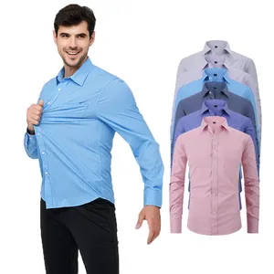 Wholesale office professional wear summer work clothes custom new long sleeve men's shirt men's business solid color casual shir