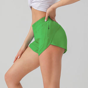 Logo personnalisé femmes 2.5 pouces poches zippées cordon Yoga Shorts 2 en 1 léger séchage rapide course Fitness Sports Gym Shorts - Product Image 2