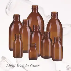 Bottiglia vuota leggera della bottiglia di vetro dello sciroppo ambrato del rifornimento della fabbrica 100ml con i cappucci differenti