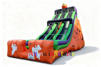 Vente du nouveau toboggan gonflable commercial à double piste sur le thème de la citrouille d'Halloween. Taille personnalisable disponible.